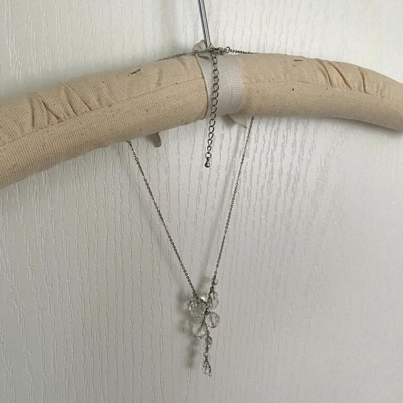 Vintage Silver Tone Necklace with Clear Transparent Beads - Picture 9 of 9